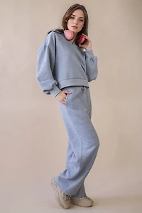 Gray Textured Casual Comfy Set