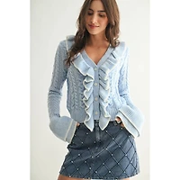 Blue Ruffled Cardigan