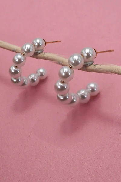 PEARL BEADED HOOP EARRINGS