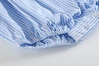 Light Blue Striped Lemons Smocked Ruffle Romper: 2T