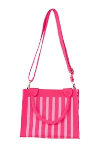 Hot Pink Striped Mini Tote Bag