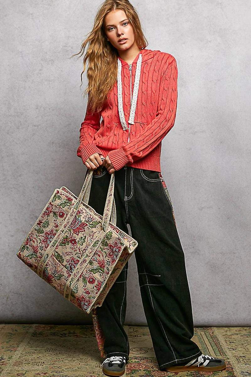Quilted Bohemian Print Tote Bag