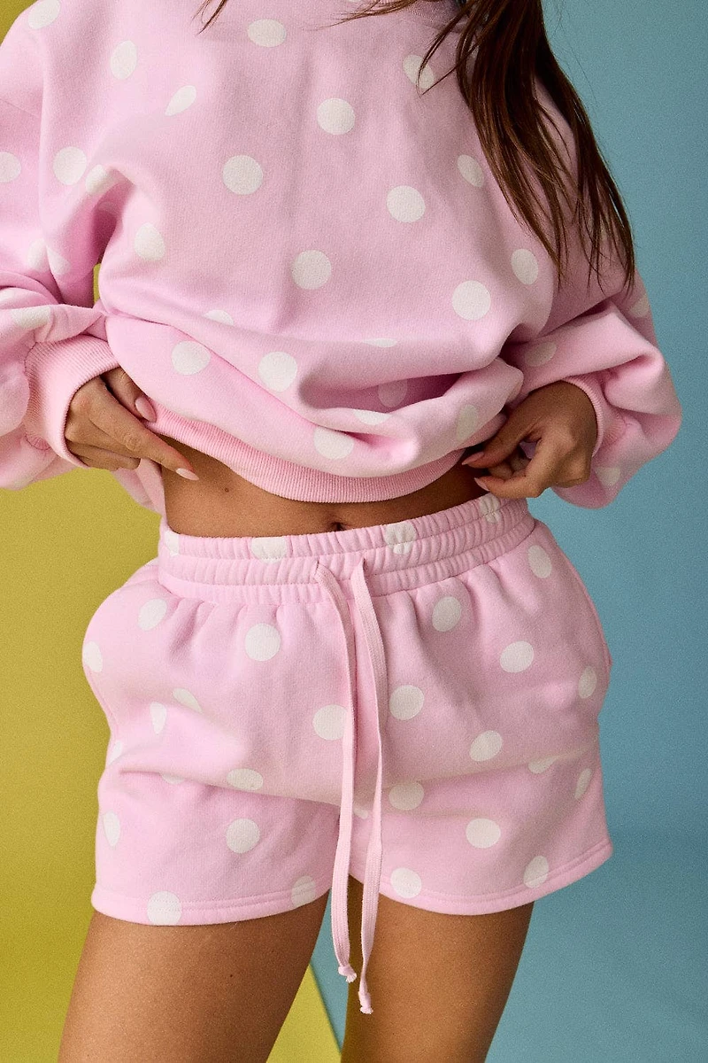 Pink & White Polka Dot Fleece Set