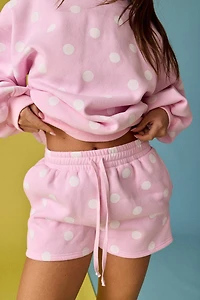 Pink & White Polka Dot Fleece Set
