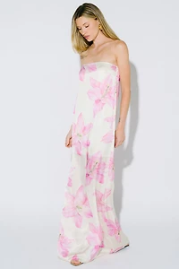 Floral Print Strapless Maxi Dress