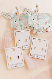 Stud Earrings Clara Cross Gold Sparkle