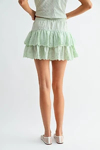 Green Eyelet Top and Skirt Set