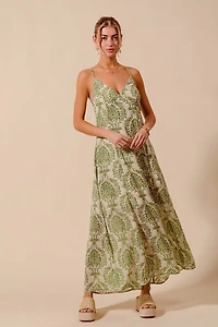 Sage Green Floral Maxi Dress