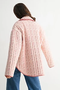 Pink Quilted Striped Jacket
