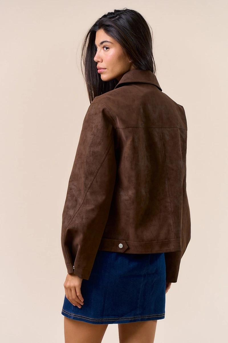Brown Faux Suede Jacket