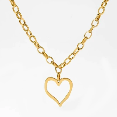 Gold 18K Stainless Steel Heart Necklace