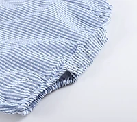 Classic Dark Blue Seersucker Baby Bubble Romper