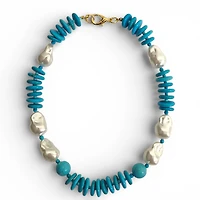Chunky Beaded Turquoise & Pearl Necklace