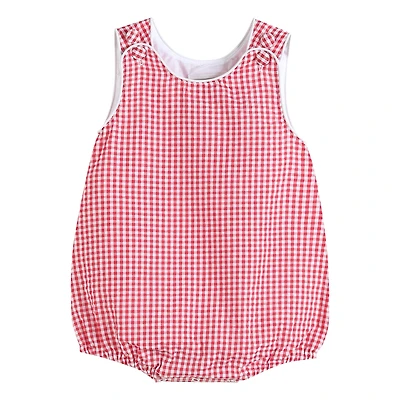Classic Red Seersucker Baby Bubble Romper: 2T