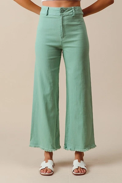 Mint Frayed Hem Wide Leg Pant