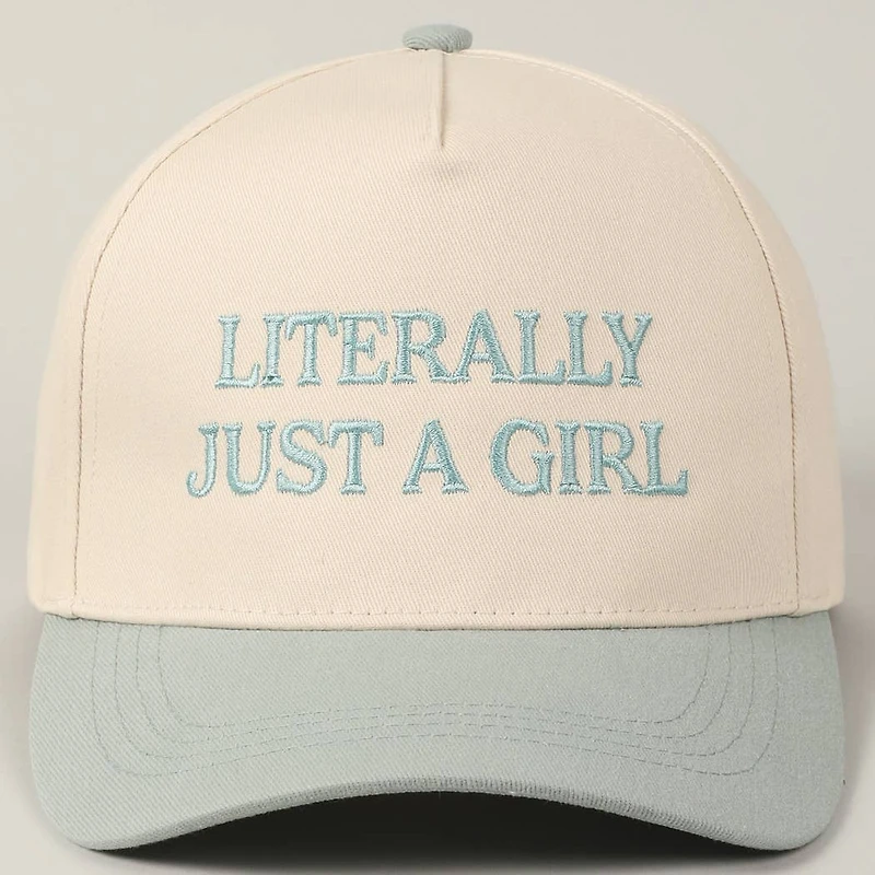 Literally Just A Girl Embroidery Two Tone Trucker Hat: FUCHSIA / ONE SIZE