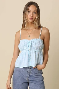 Button-Front Peplum Cami Top