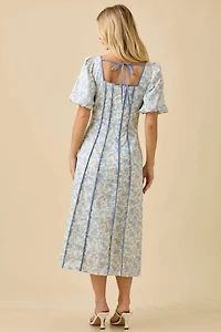 Square Neck Bubble Sleeve Dress