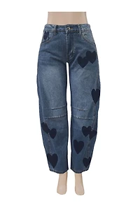 Heart Patch Barrel Jeans