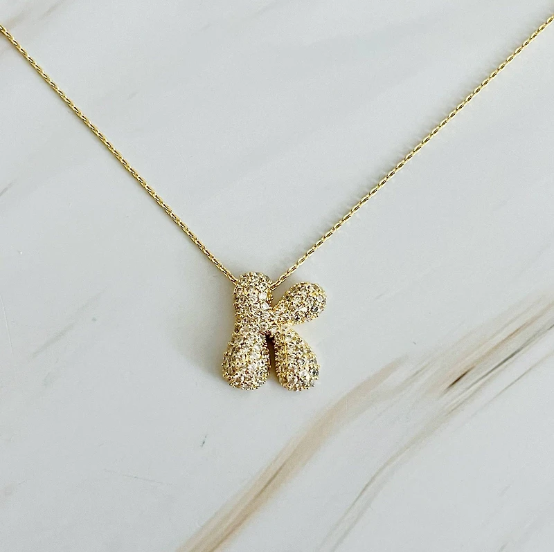 Crystal Bubble Initial Necklace: G