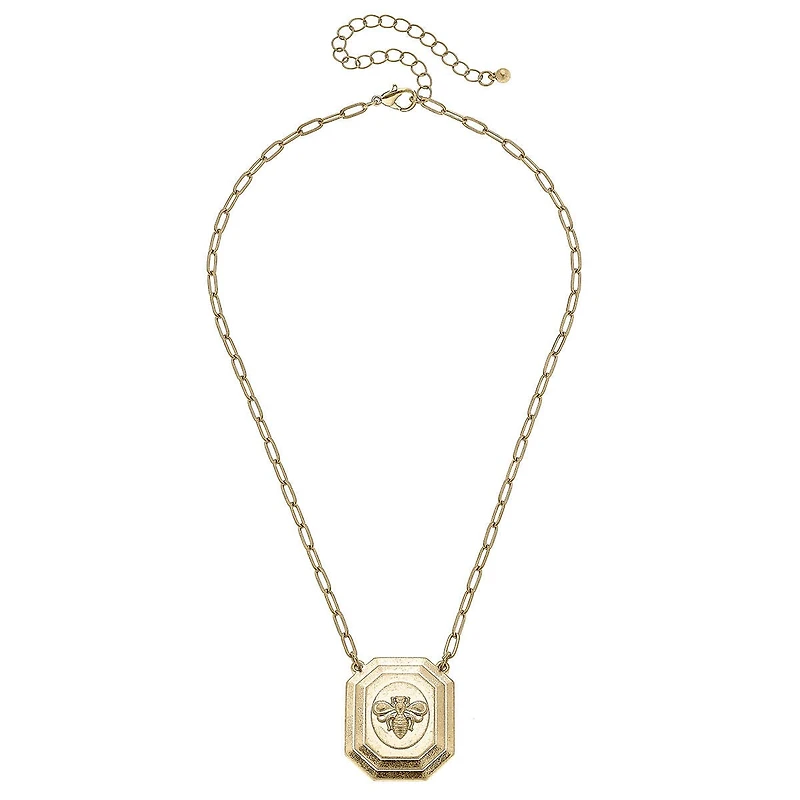 Queen Bee Necklace in Worn Gold