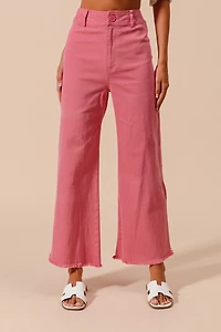Fuchsia Frayed Hem Wide Leg Pant