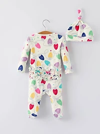 Christmas Colorful Light Bulb Baby Girls Romper with Hat