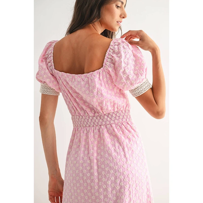 Pink Lace-Trimmed Maxi Dress