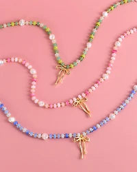 Pink Coquette Bead Pearl Necklace