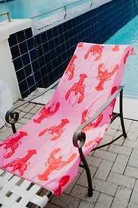 Pink Lobster Reversible Pool Towel