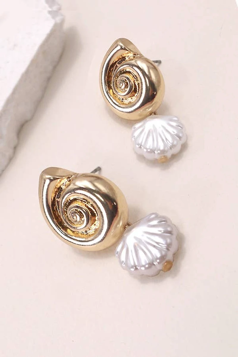 CONCH SEASHELL DROP EARRINGS