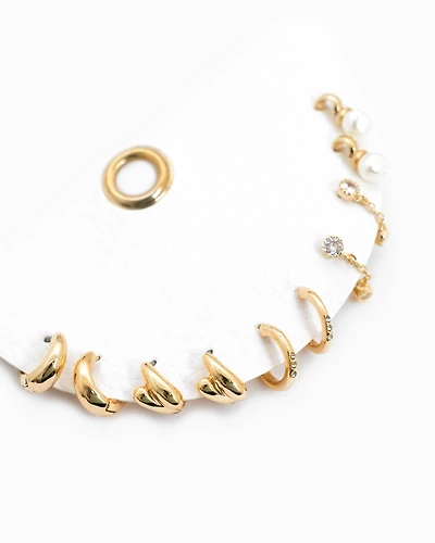 Gold Dainty Drop Earring Set of 5