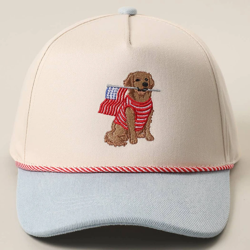 Golden Retriever USA Flag Hat