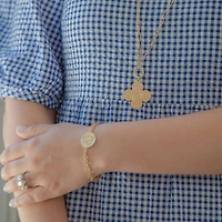 CANVAS Style x MaryCatherineStudio French Coin T-Bar Bracelet in Worn Gold