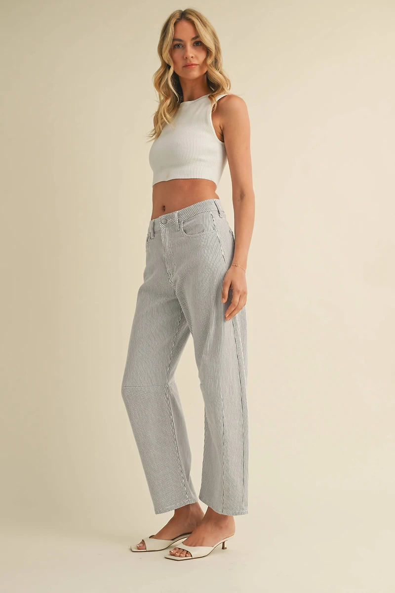 Light Blue Stripe Barrel Jean