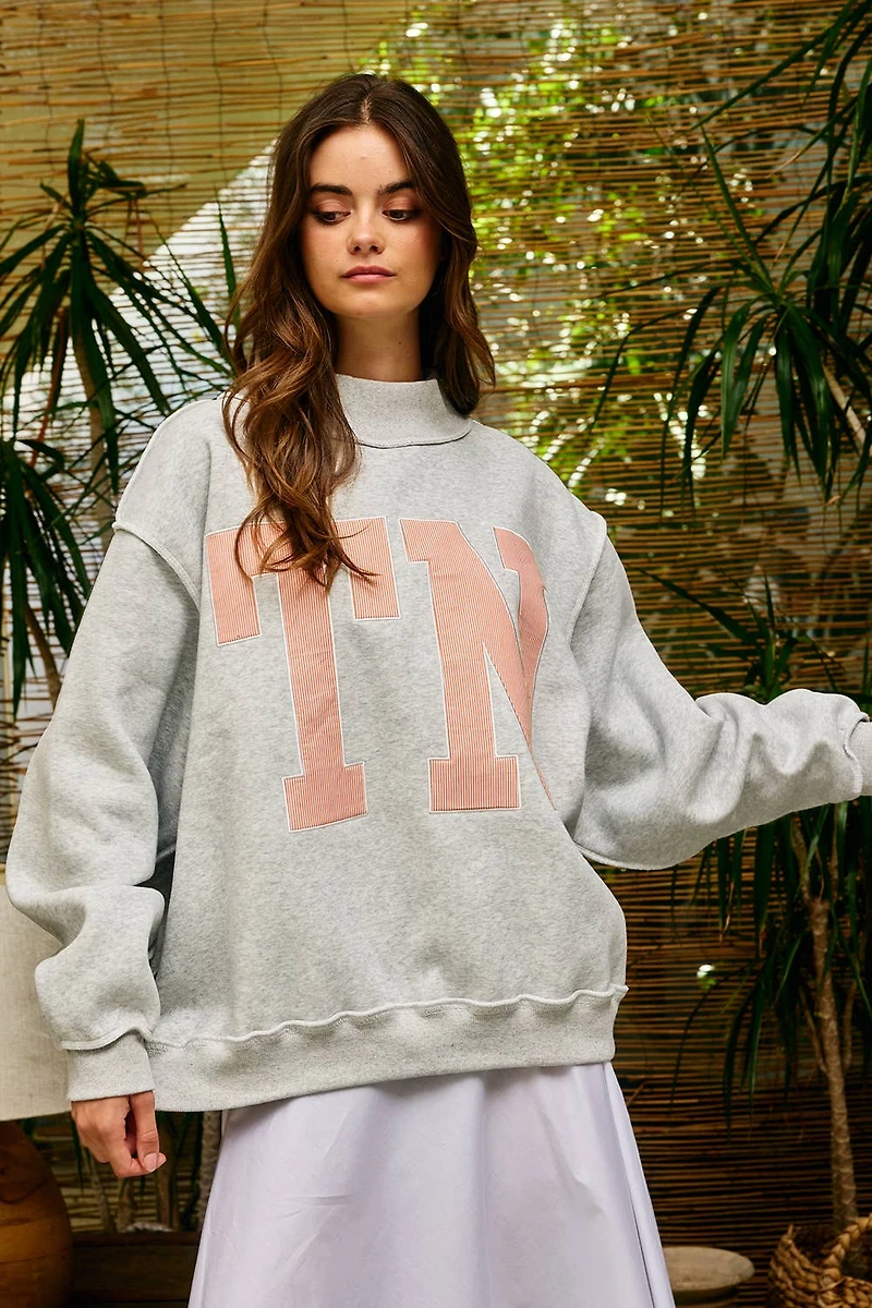 TN Stripe Mock Neck Sweatshirt