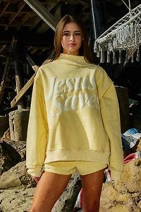 Yellow Jesus Saves Mock Neck
