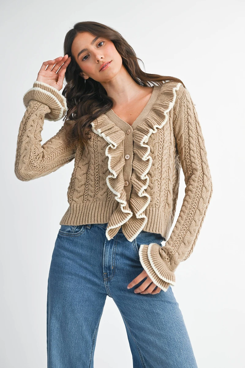 Blue Ruffled Cardigan