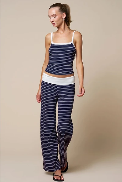 Navy Striped Fold Over Set