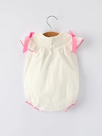 Fall Baby Girl Romper with Pink Bow