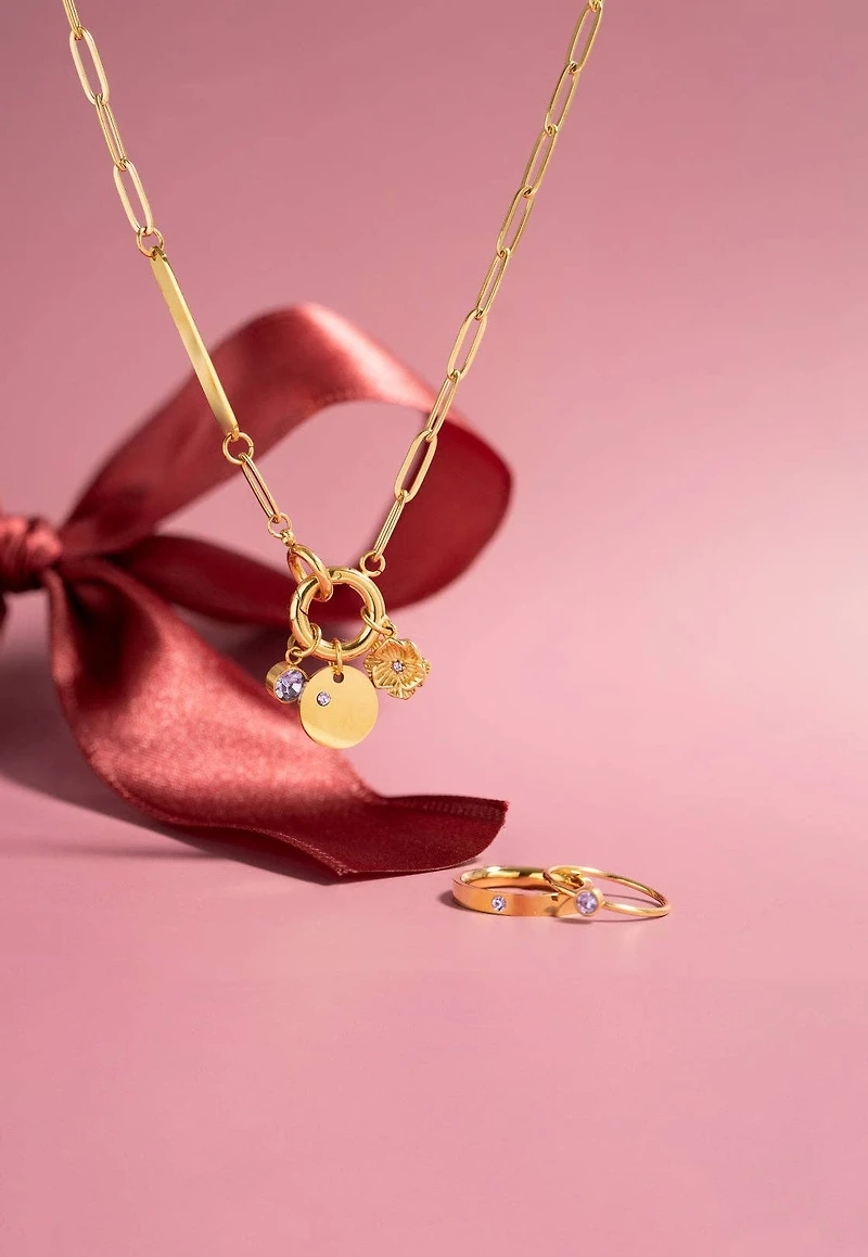 18K Gold Paperclip Charm Holder Necklace
