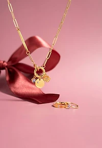 18K Gold Paperclip Charm Holder Necklace