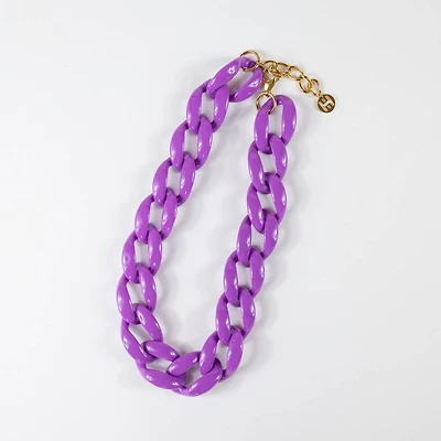 Purple Acrylic Chain Link Necklace