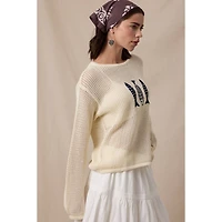 Cream Fish Trio Open Knit Sweater