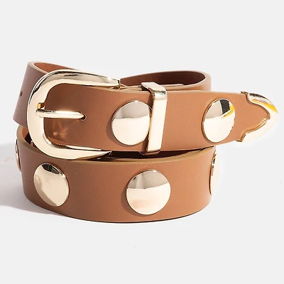 Gold Studded Vegan Leather Belt