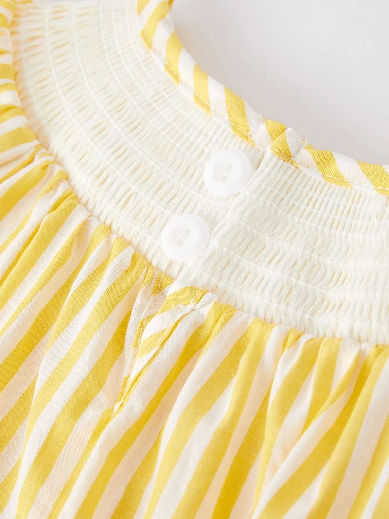 Chick Floral Embroidery Smocking Girls