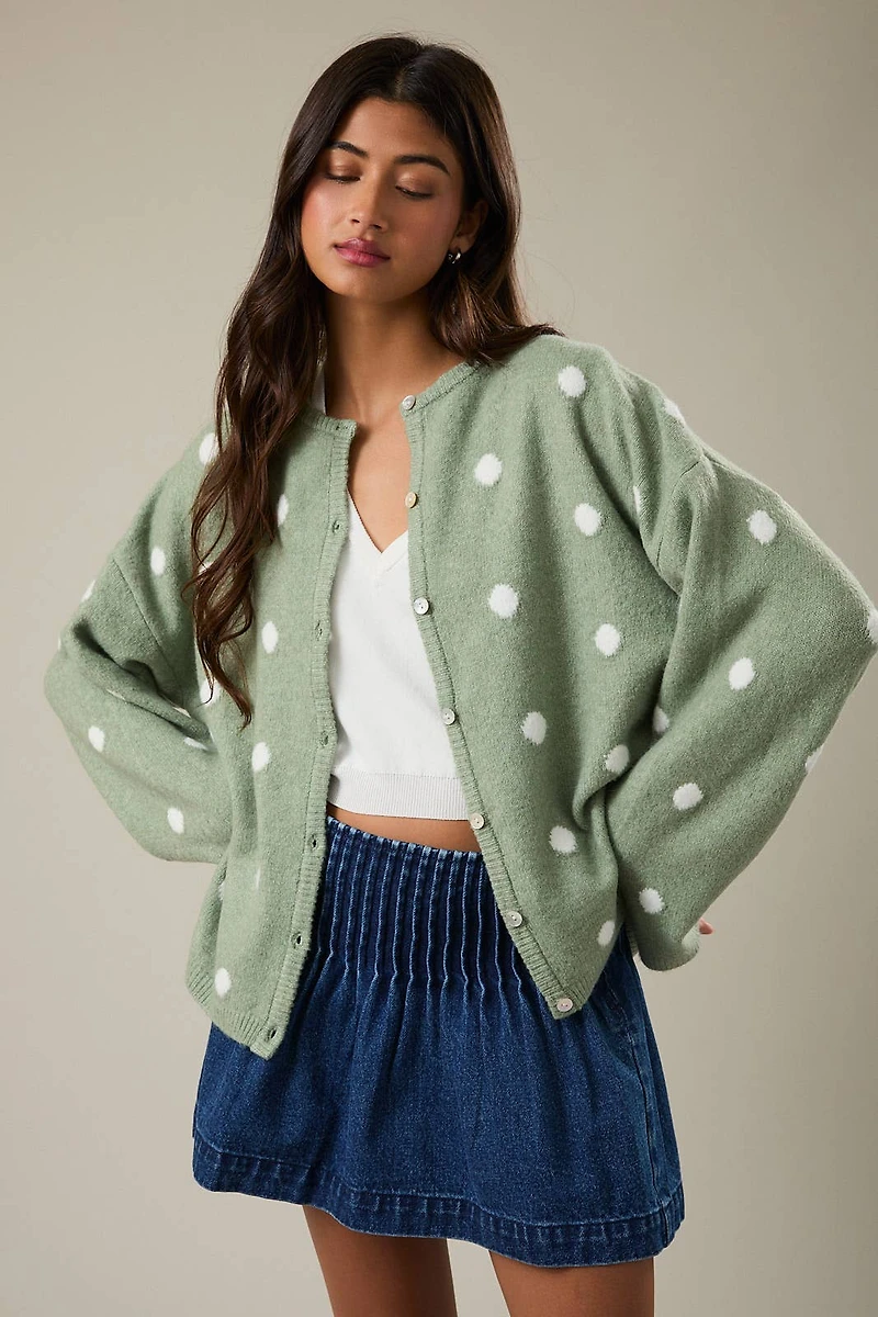 Green Polka Dot Cardigan