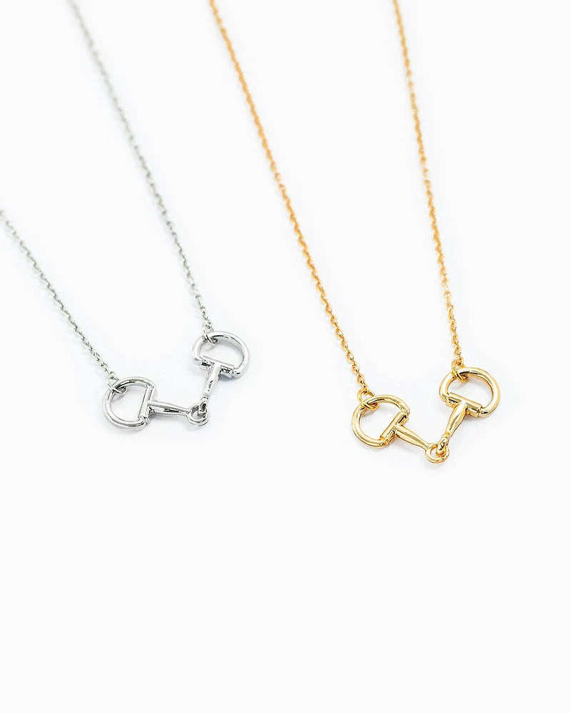 Silver Western Double Linked Horsebit Necklace