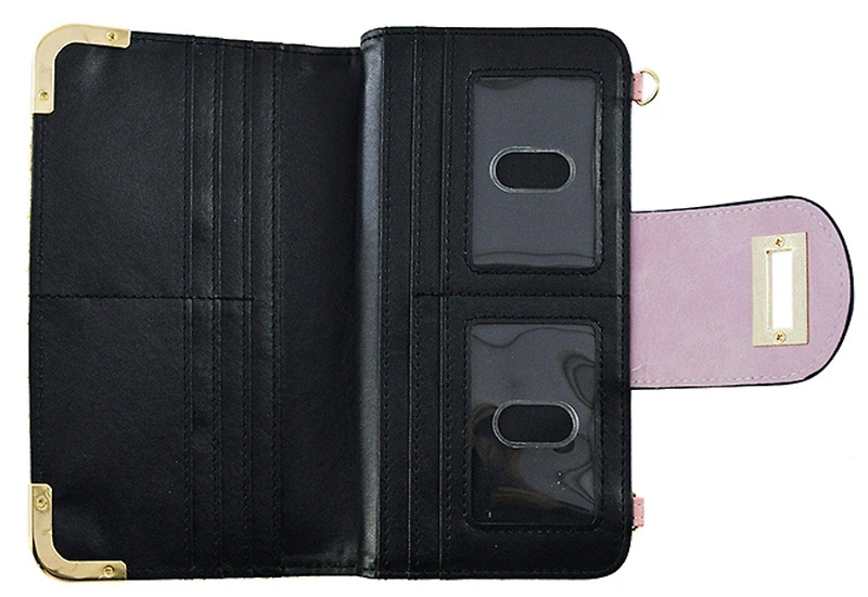 Straw Turn Lock Crossbody Wallet