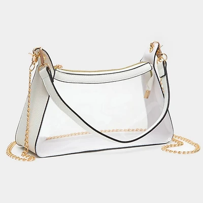 White Clear Baguette Hand Bag